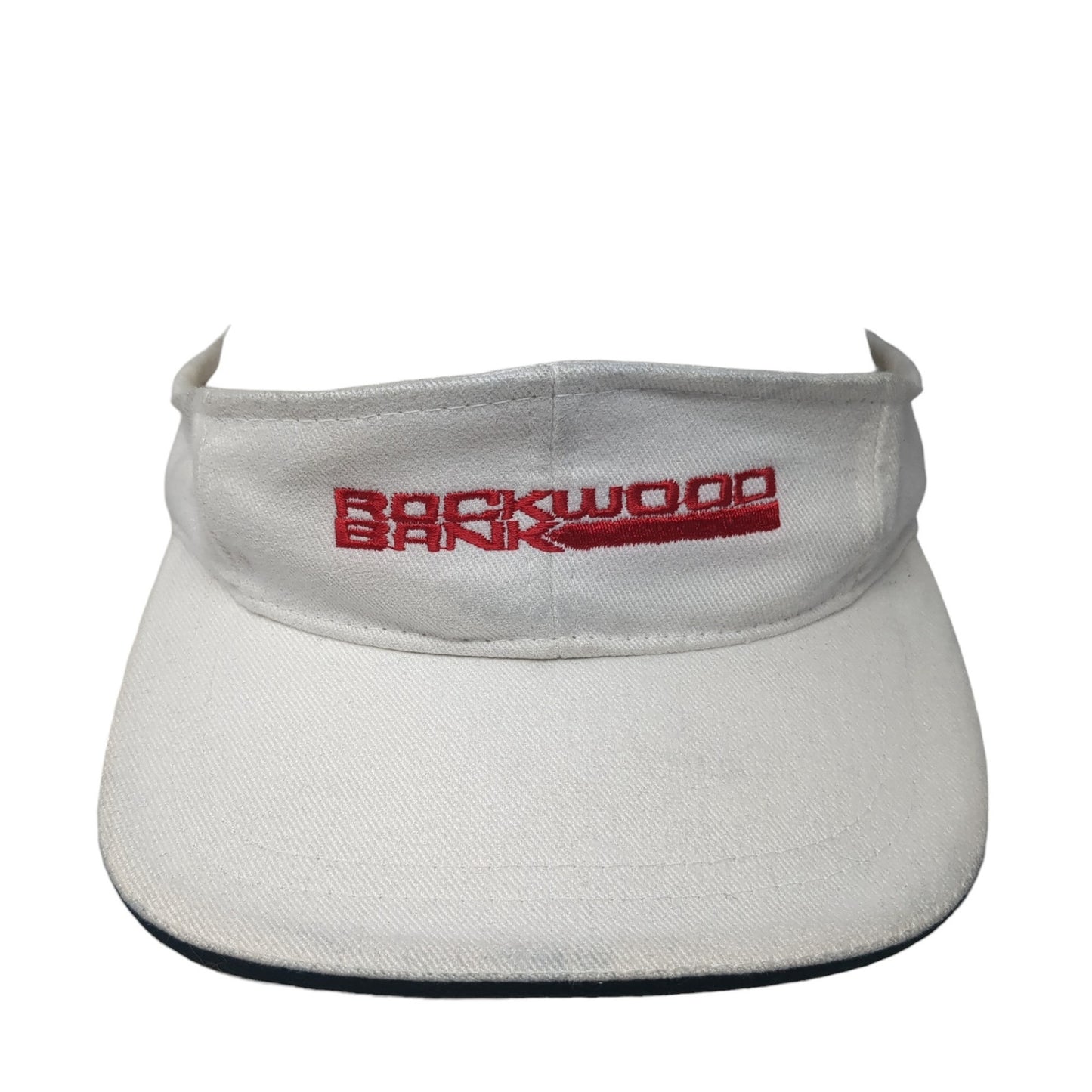 Rockwood Bank Sun Visor Hat White One Size Adjustable Embroidered Nissin
