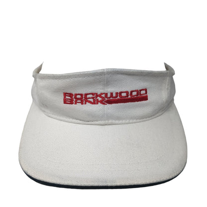 Rockwood Bank Sun Visor Hat White One Size Adjustable Embroidered Nissin