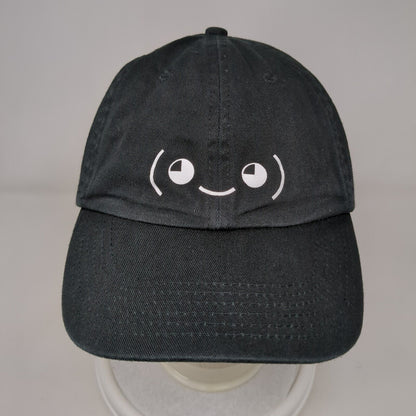 Smiley Slideback Hat Black OSFA Adjustable 6 Panel Vented Holes Cotton