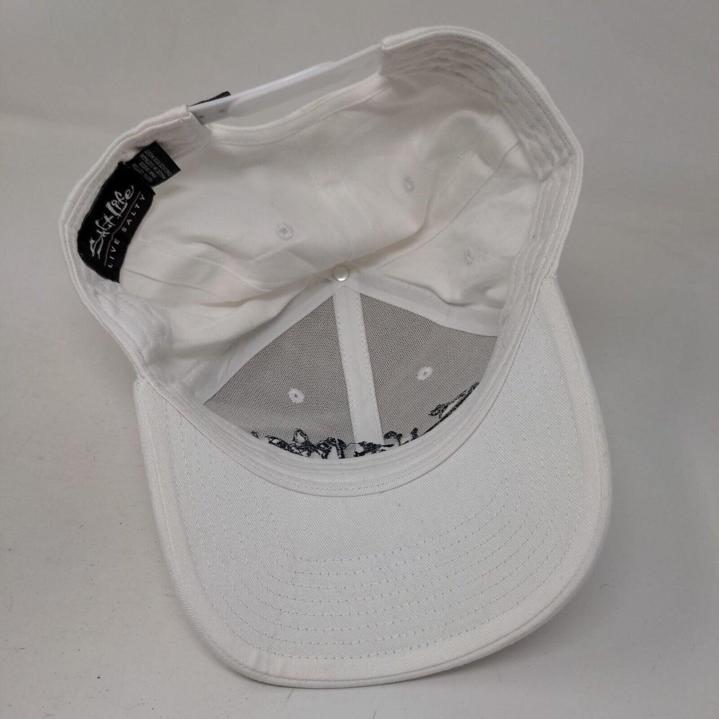 Salt Life Snapback Hat White OSFM Embroidered Solid Live Salty 6 Panel