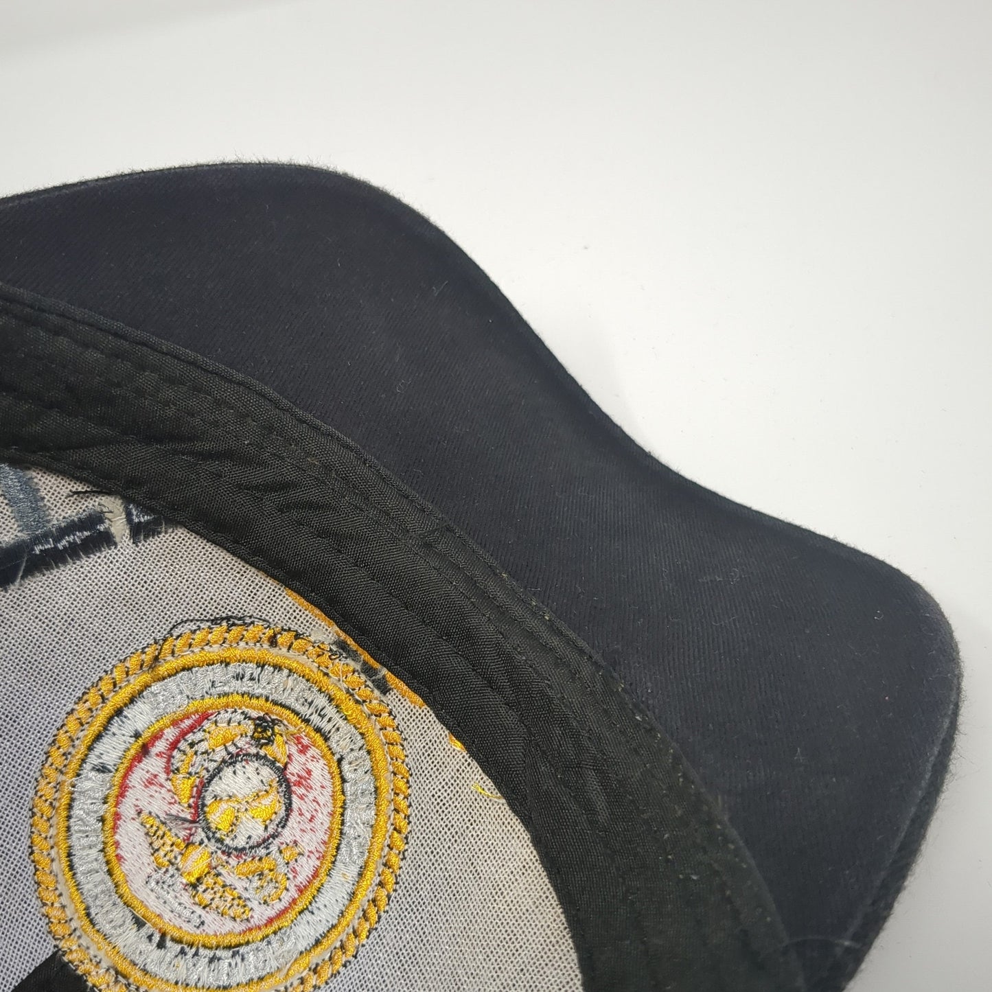 United States Veteran Marine Strapback Hat Black One Size Embroidered