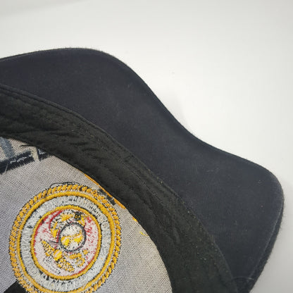 United States Veteran Marine Strapback Hat Black One Size Embroidered