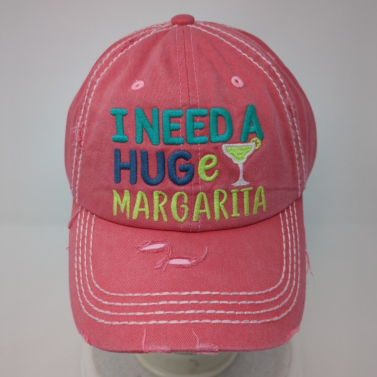 I Need A Huge Margarita Strapback Hat Pink One Size KB ETHOS Vintage