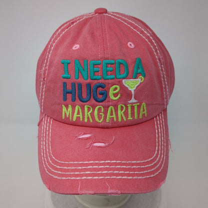 I Need A Huge Margarita Strapback Hat Pink One Size KB ETHOS Vintage