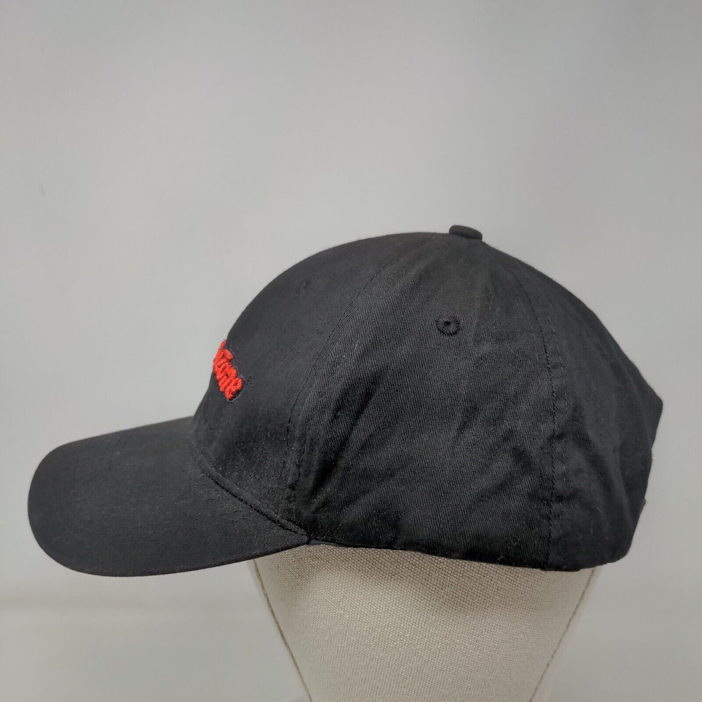 Auto Zone Strapback Hat Black OSFA Adjustable Embroidered Vented Holes 6 Panel