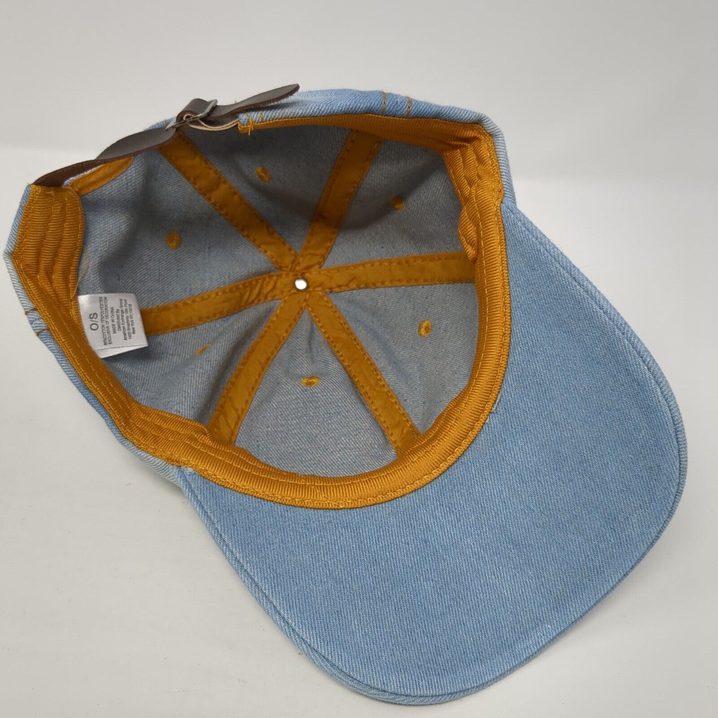 Stars Rhinestone Bling Slideback Hat Blue Denim One Size Leather Strap