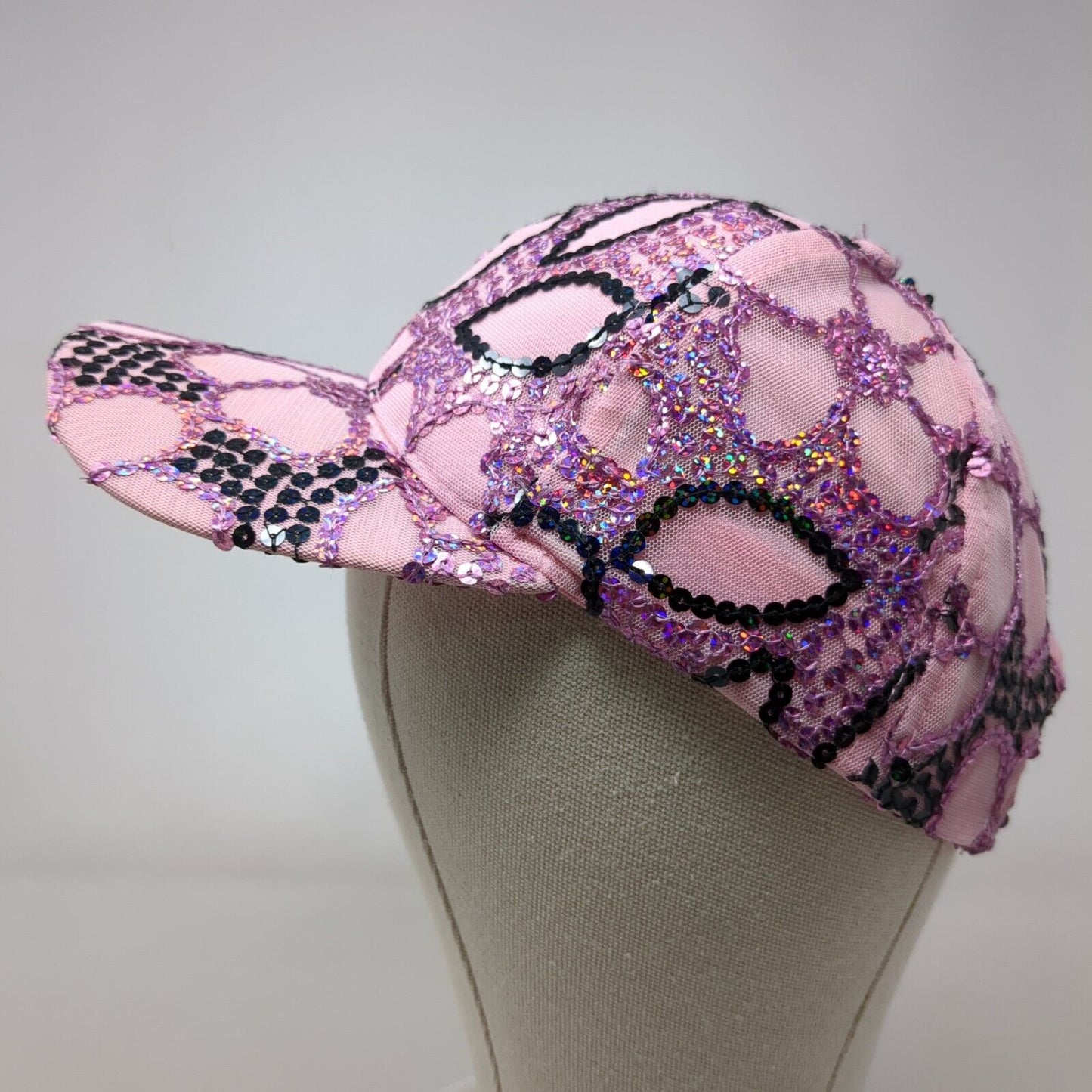 Sequin Slideback Hat Pink One Size Adjustable Lightweight 6 Panel Blank