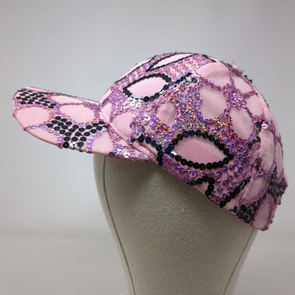 Sequin Slideback Hat Pink One Size Adjustable Lightweight 6 Panel Blank