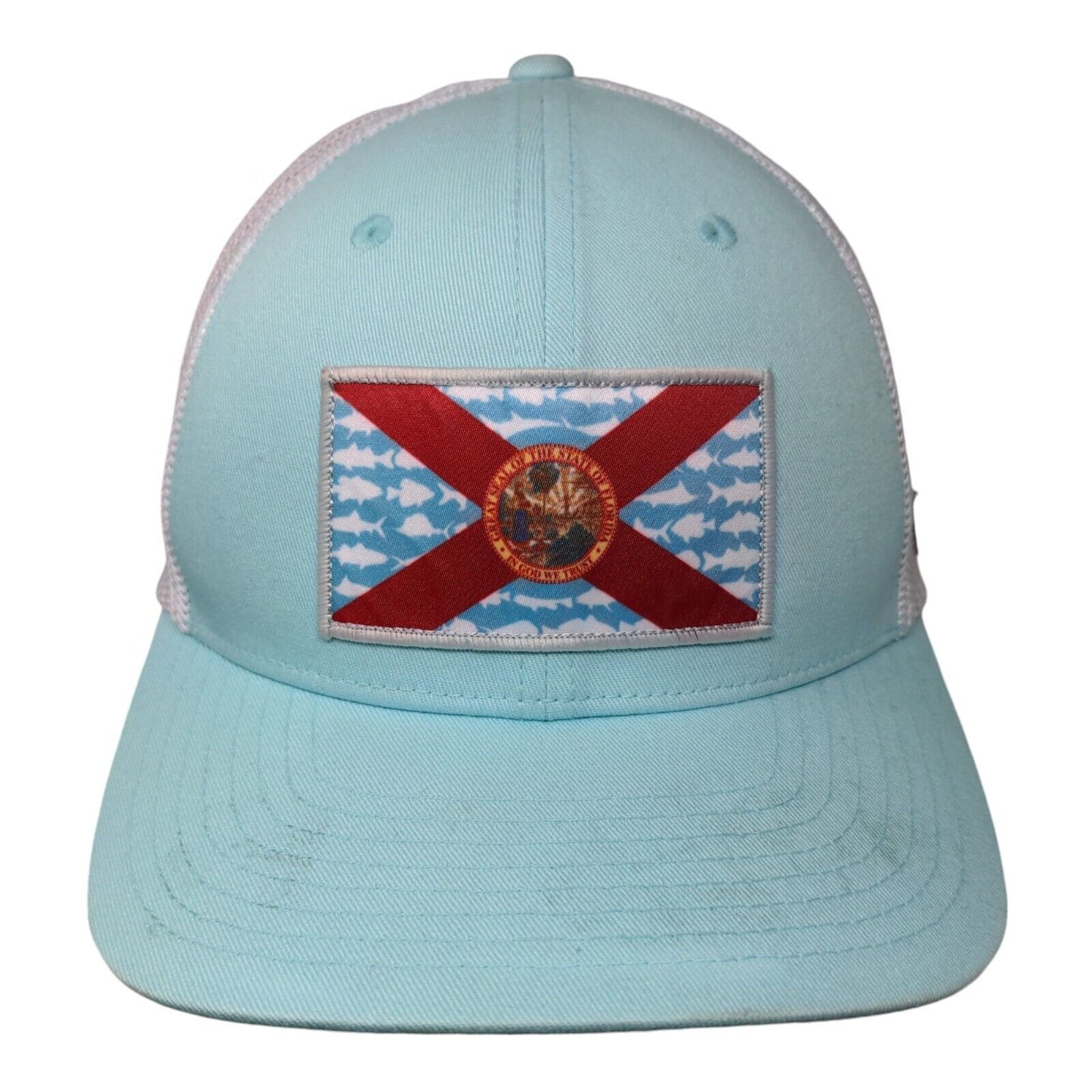 Great Seal of The State of Florida Fitted Mesh Back Trucker Hat Blue L/XL