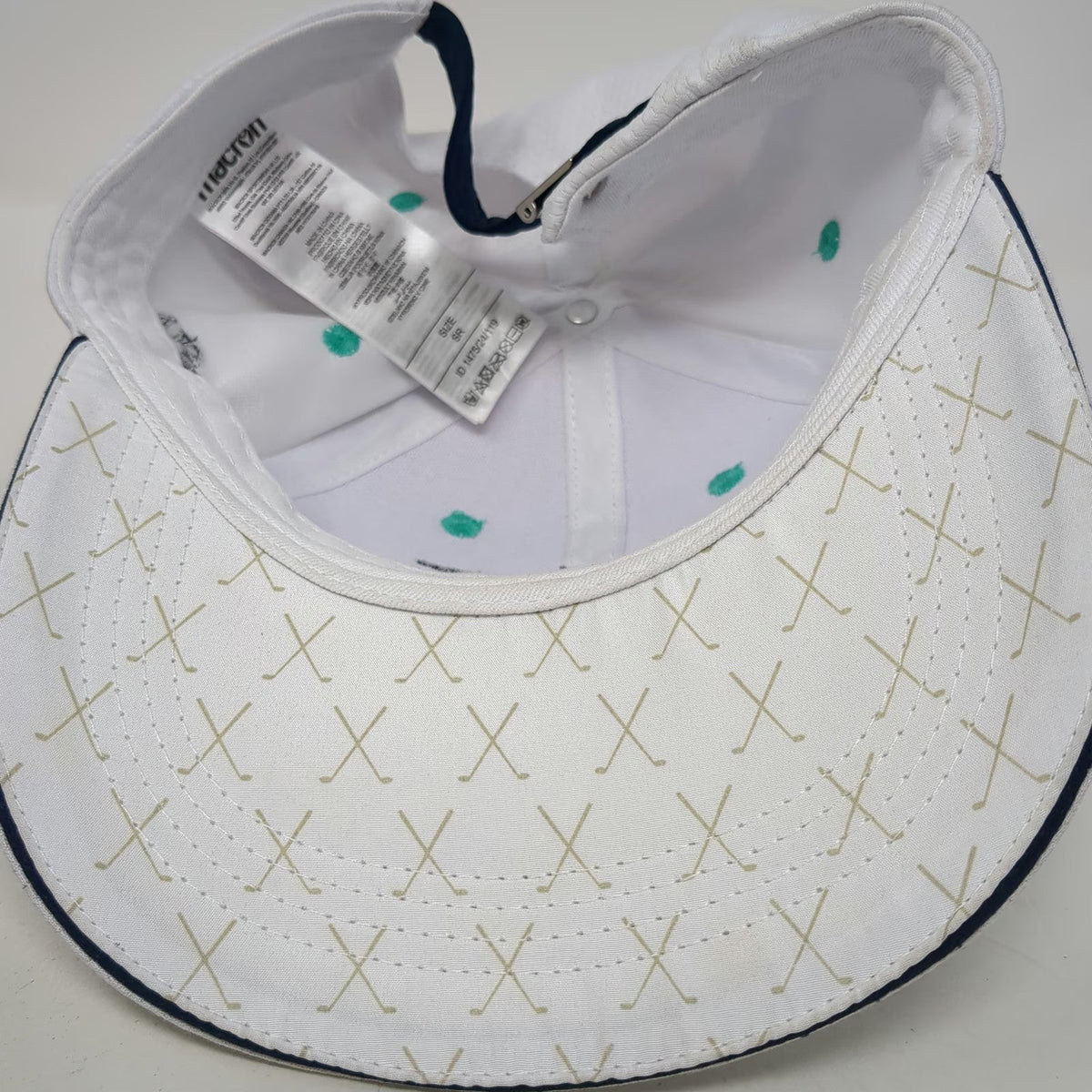 Macron Baseball Cap White One Size PGA Jr League Patterned Underbill Golf Hat