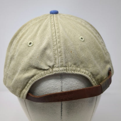 Adams Baseball Cap Beige Blue One Size Leather Slideback Embroidered Logo Hat