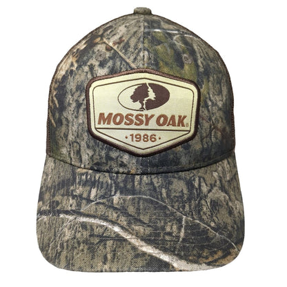 Mossy Oak Trucker Hat Green Brown Camo Logo Patch One Size Snapback Mesh Cap