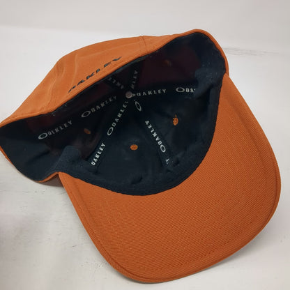 Oakley Baseball Cap Orange M Stretch Fit Curved Brim Hat Raised Metallic Logo