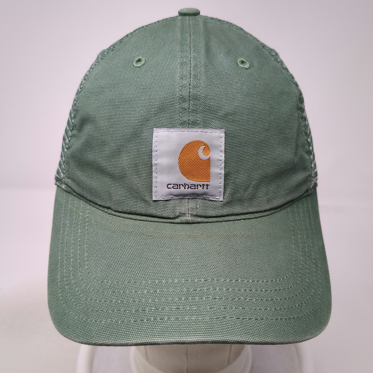 Carhartt Trucker Hat Green One Size Mesh Snapback Logo Patch Workwear Cotton