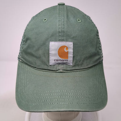 Carhartt Trucker Hat Green One Size Mesh Snapback Logo Patch Workwear Cotton