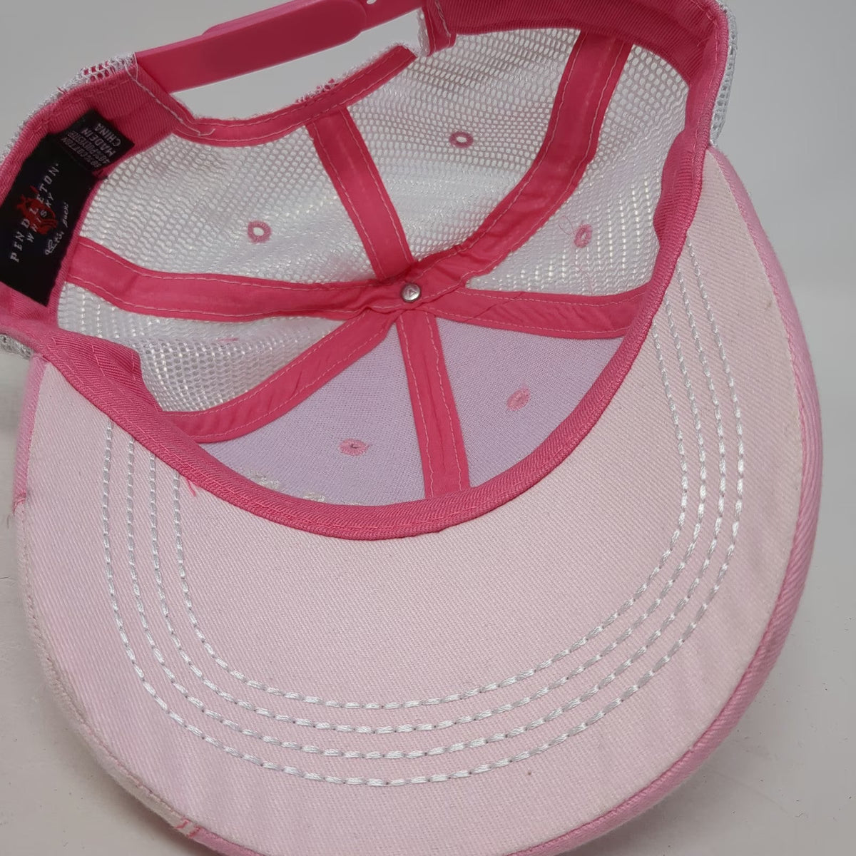 Pendleton Whisky Trucker Hat Pink One Size Let'er Buck Mesh Snapback Graphic