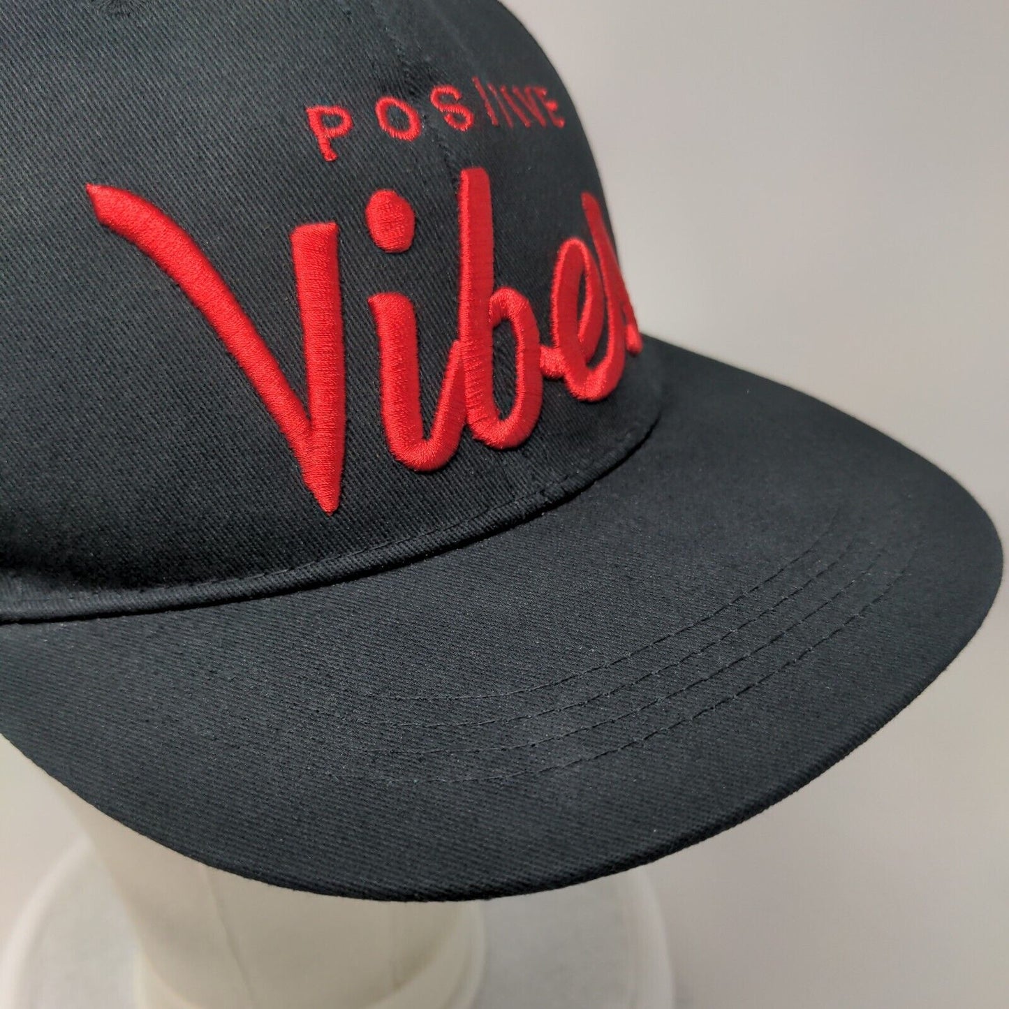 Positive Vibes Snapback Hat Black One Size Adjustable Embroidered