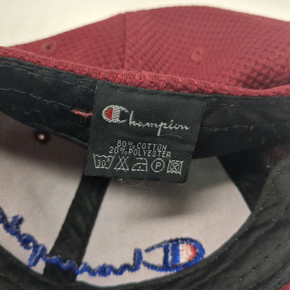 Champion Baseball Cap Red One Size Embroidered Logo Adjustable Hat Pique Mesh