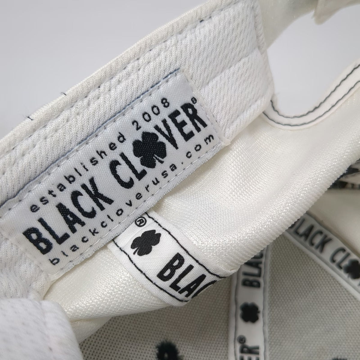 Black Clover Baseball Cap White OS Strapback Live Lucky ASG Clover Logo Hat