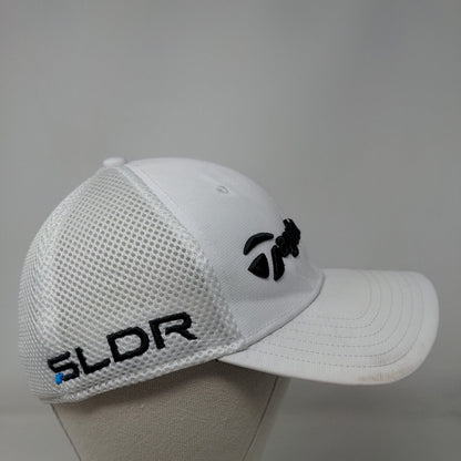 TaylorMade Tour Preferred Fitted Mesh Back Hat White S-M Embroidered