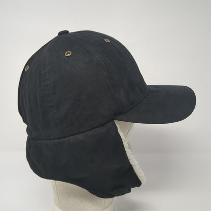 Magic Headwear Fitted Trapper Hat Black XL Faux Fur Lined Ear Flap Blank