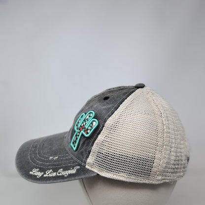Long Live Cowgirls Cactus Strapback Trucker Hat Gray OS Mesh Back Wrangler