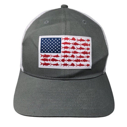 Columbia PFG Fish Flag Patch Snapback Mesh Back Trucker Hat Gray One Size