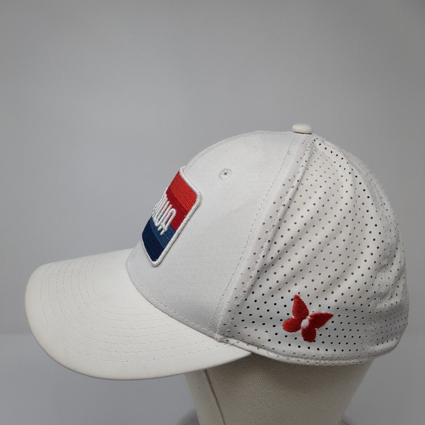 Kapalua Patch Snapback Hat White One Size Adjustable Laser Cut Pukka
