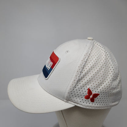 Kapalua Patch Snapback Hat White One Size Adjustable Laser Cut Pukka