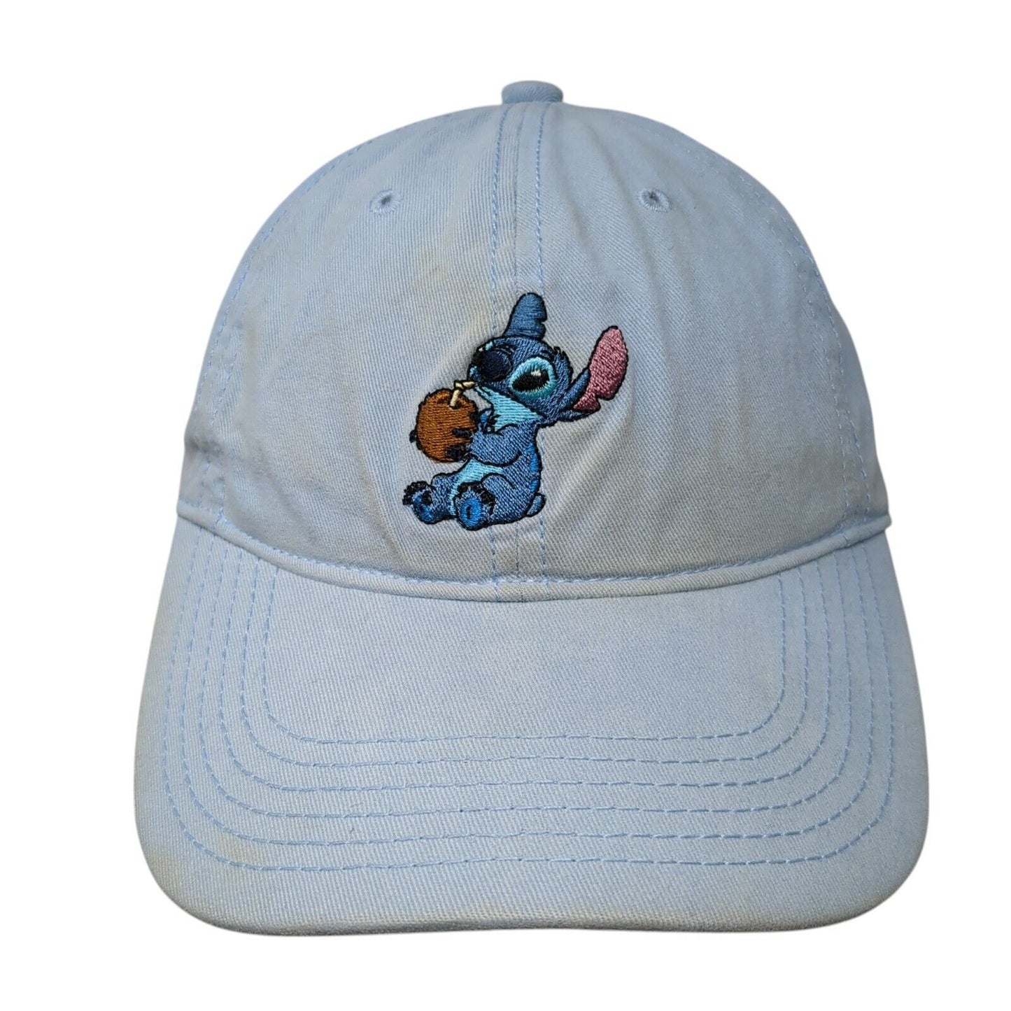 Stitch Strapback Hat Blue One Size Adjustable Embroidered 6 Panel Disney