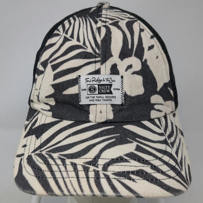 Salty Crew Trucker Hat Black Beige One Size Palm Print Mesh Snapback Tropical