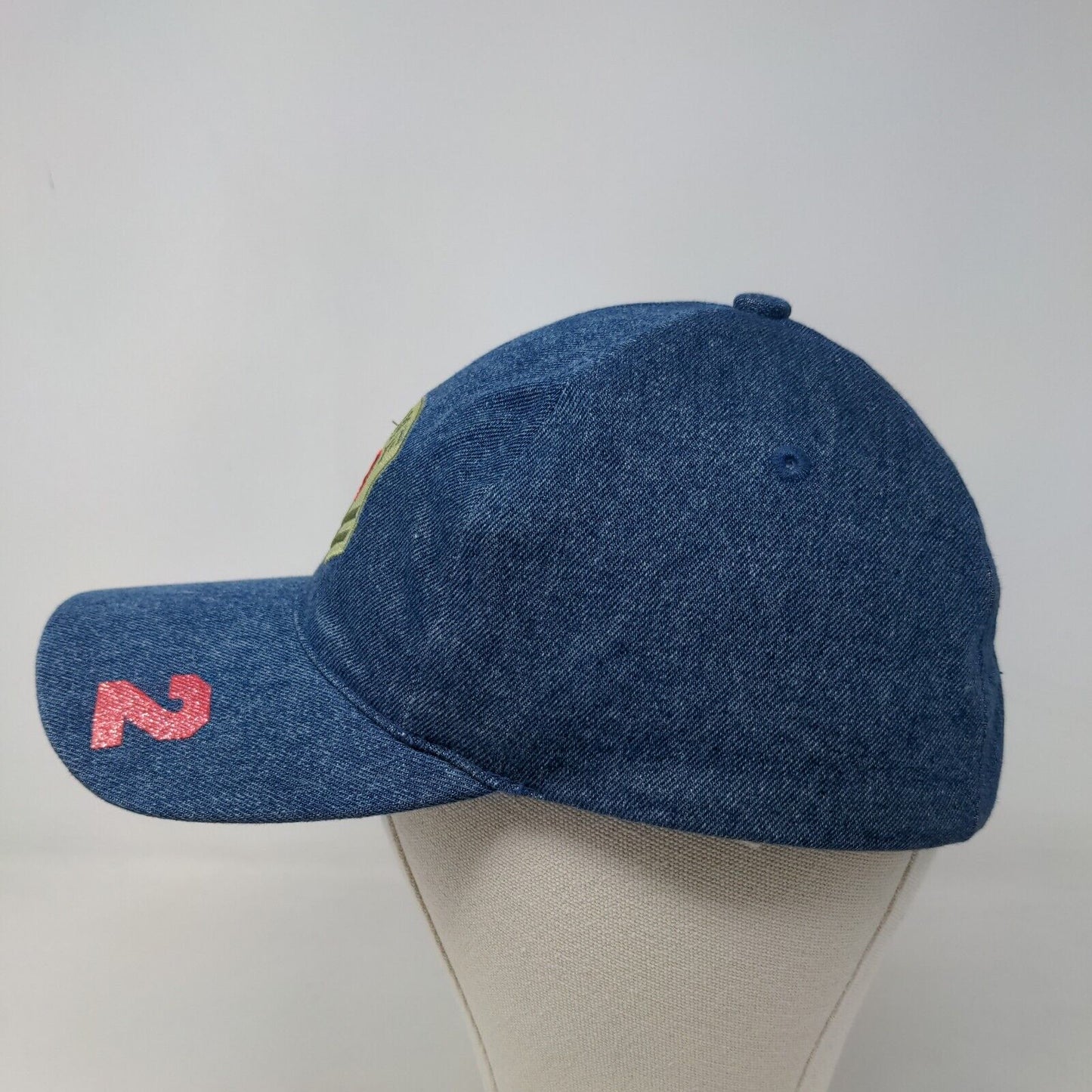 Boy's Strapback Hat Blue Denim 100% Cotton Size 7-14 Embroidered Military Love