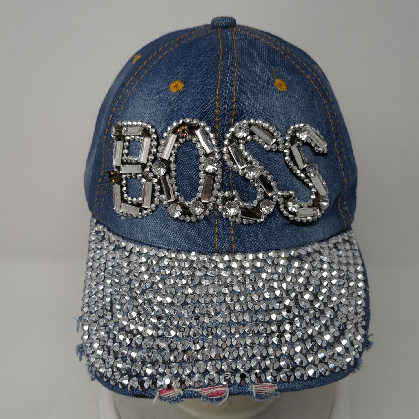 Boss Slideback Baseball Cap Blue One Size Adjustable Rhinestone Magid Hats