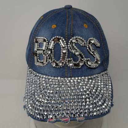 Boss Slideback Baseball Cap Blue One Size Adjustable Rhinestone Magid Hats