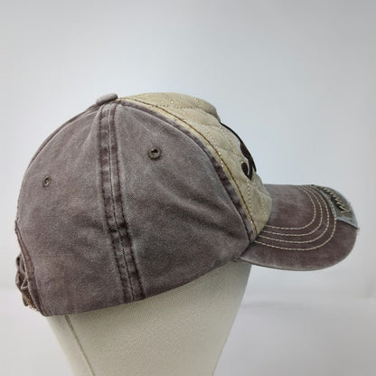 Brown 5 Panel Aruba One Happy Island Hat One Size Quilted Distressed Strapback