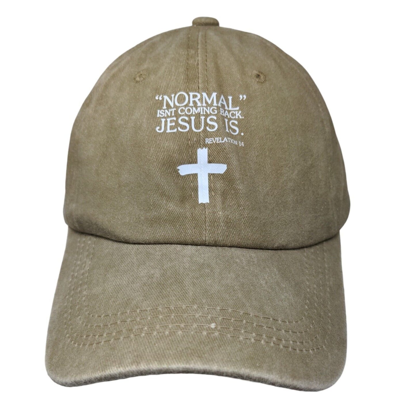 Normal Isn't Coming Back Jesus Is Revelation 14 Slideback Hat Tan One Size