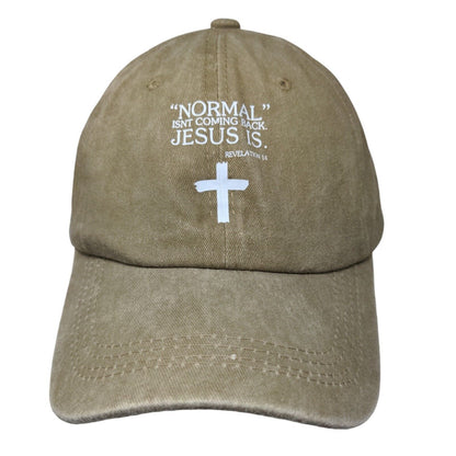 Normal Isn't Coming Back Jesus Is Revelation 14 Slideback Hat Tan One Size