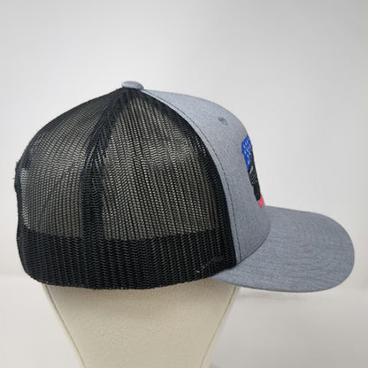 Yupoong Trucker Hat Gray One Size Dump Truck Snow Plow American Flag Snapback