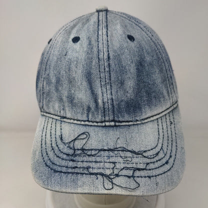 Unbranded Slideback Hat Blue Denim OSFM Adjustable Leather Strap Blank