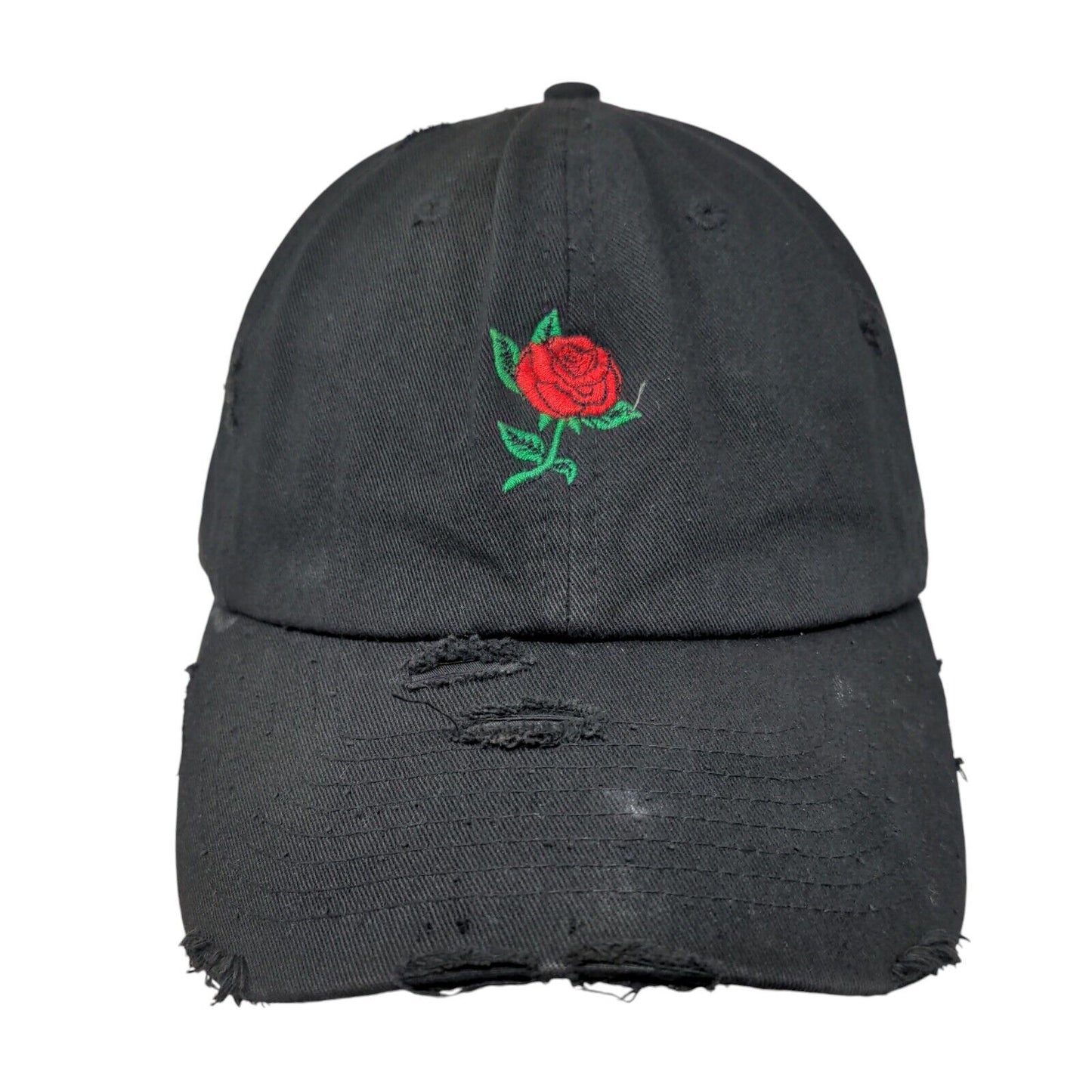 Red Rose Slideback Hat Black One Size Embroidered KB ETHOS Vintage