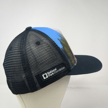 Yellowstone National Park Geyser Black Trucker Hat One Size Mesh Snapback Patch