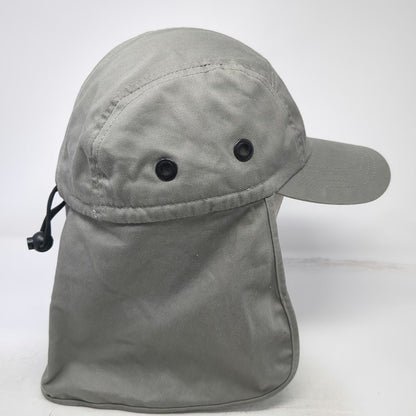 hg 5 Panel Hat Gray One Size Neck Flap Sun Shield Cord Toggle Slideback Outdoor