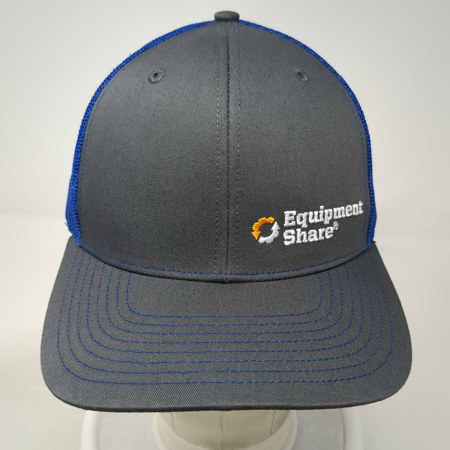 Richardson Trucker Hat Gray Blue One Size Snapback Equipment Share Mesh Logo