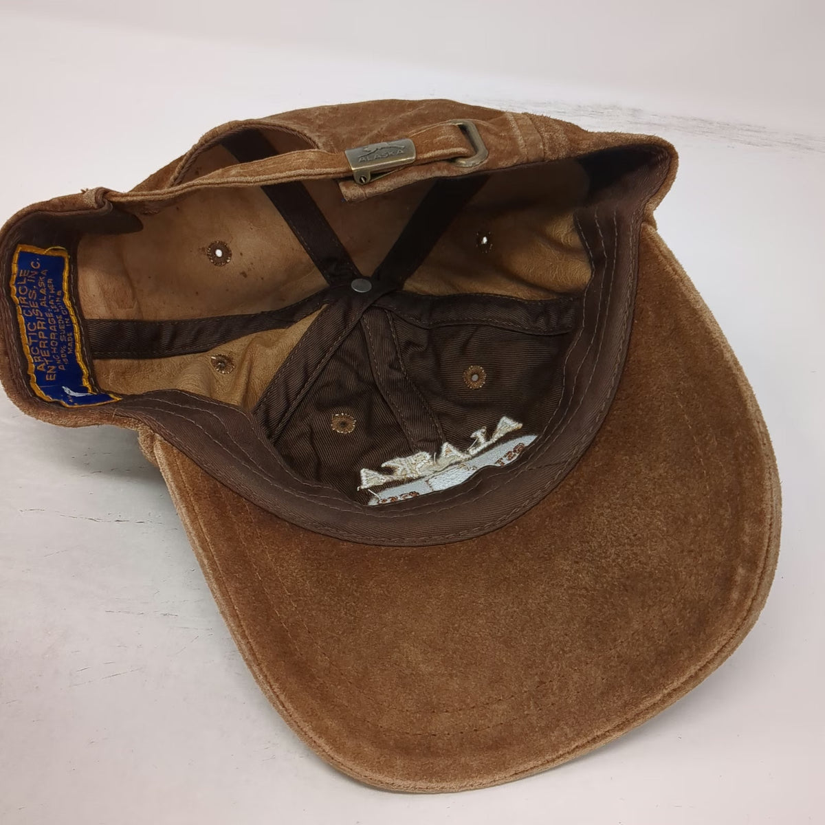 Arctic Circle Enterprises Baseball Cap Brown One Size Suede Leather Alaska Hat