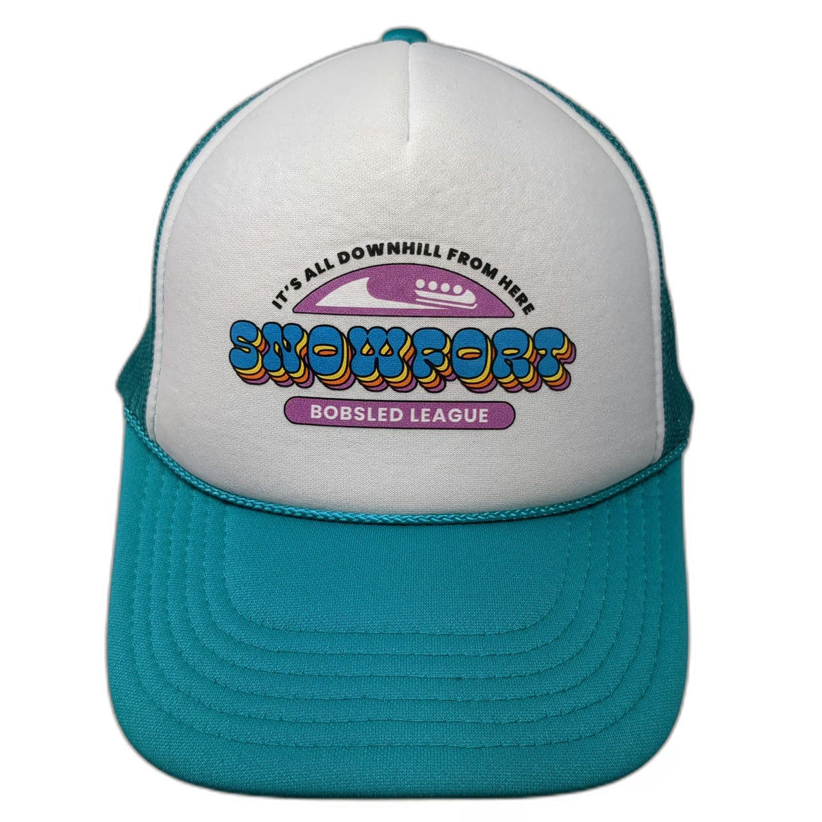 Otto Trucker Hat Blue White One Size Snowport Bobsled League Mesh Snapback Hat