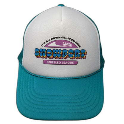 Otto Trucker Hat Blue White One Size Snowport Bobsled League Mesh Snapback Hat