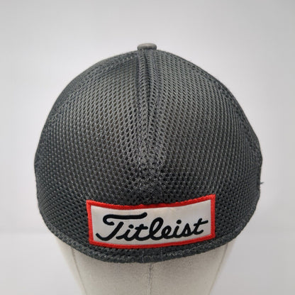 Titleist FJ Pro V1 Fitted Mesh Back Golf Hat Gray S-M New Era 6 Panel