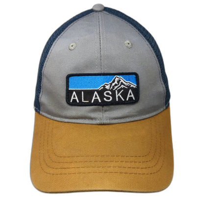 Ace USA Trucker Hat Gray Blue Gold One Size Alaska Mountain Patch Snapback