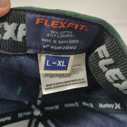 Hurley Baseball Cap Green XL Flexfit Fitted Embroidered Logo H Icon Hat
