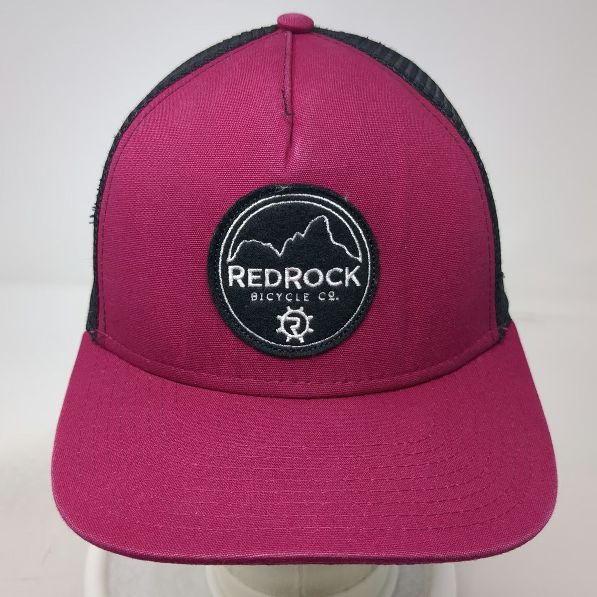 Red Rock Bicycle Co. Pink OSFM Trucker Hat Snapback Mesh Back Utah Gear Patch